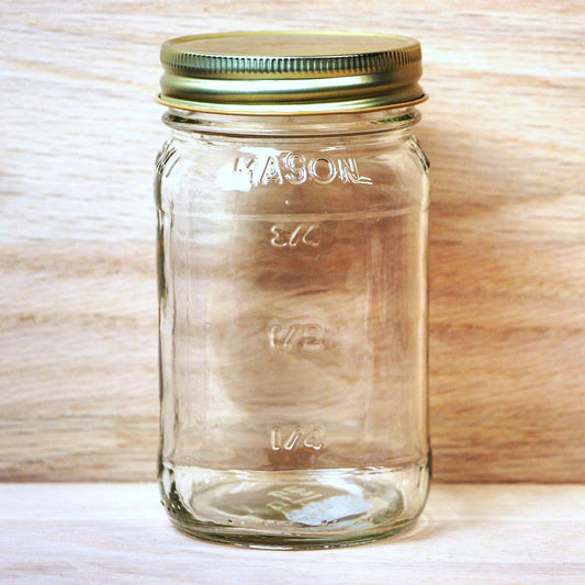 16 oz. Square Glass Mason Jar with Gold Metal Lid